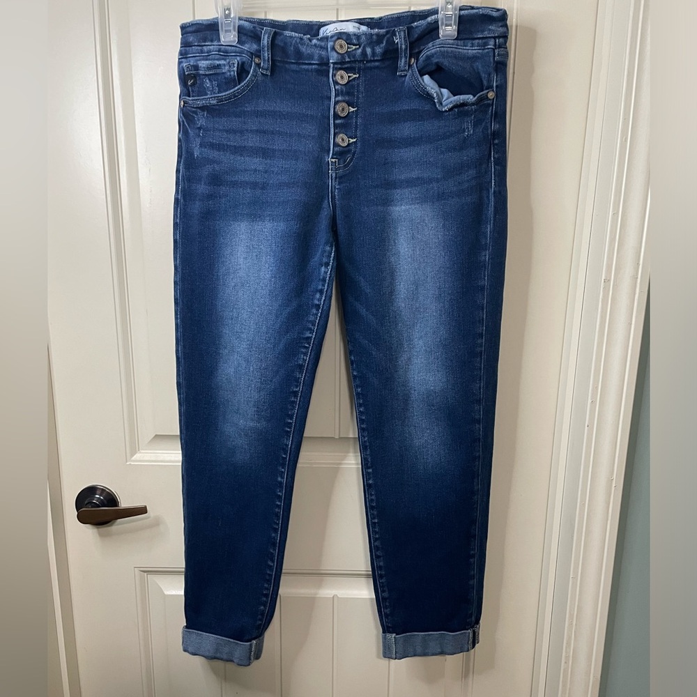 KanCan Boyfriend Mid Rise Button Fly Jean